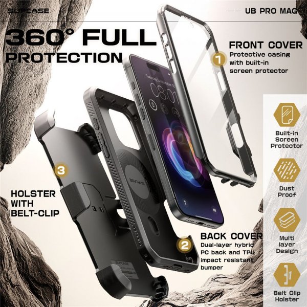 Supcase iPhone 16 Pro Max Skal UB Pro MagSafe Svart