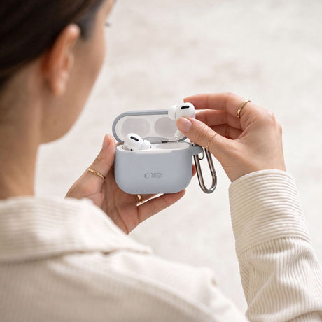 Tech-Protect AirPods 4 Skal Silicone Hook Grå