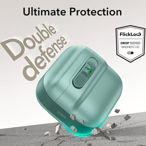 ESR AirPods 4 Skal Pulse FlickLock HaloLock Grön
