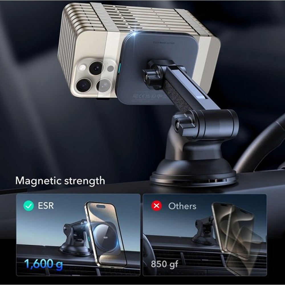 ESR Bilhållare Qi2 Dashboard Wireless Car Charger HaloLock Svart
