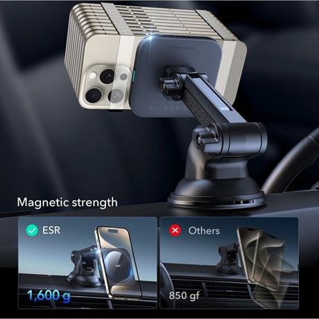 ESR Bilhållare Qi2 Dashboard Wireless Car Charger HaloLock Svart