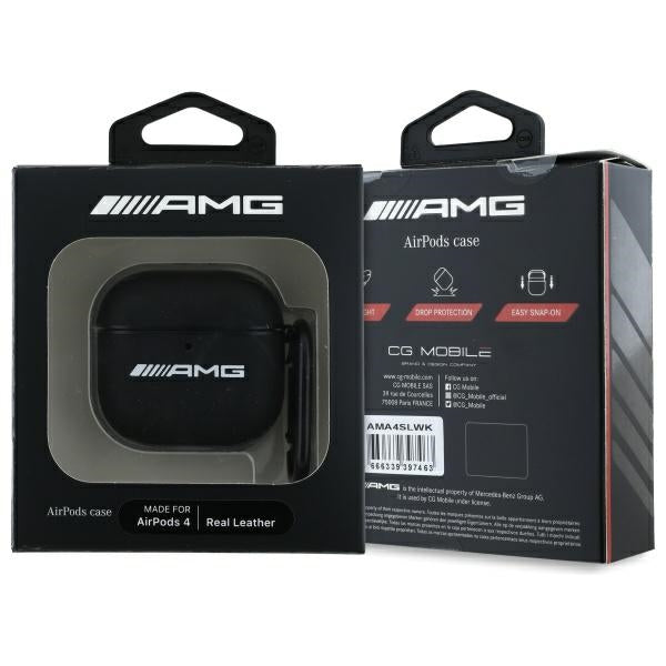 Mercedes Benz AirPods 4 Skal Äkta Läder AMG Svart