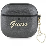 Guess AirPods 4 Skal Metallic Script Charm Svart