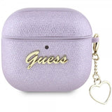 Guess AirPods 4 Skal Metallic Script Charm Lila
