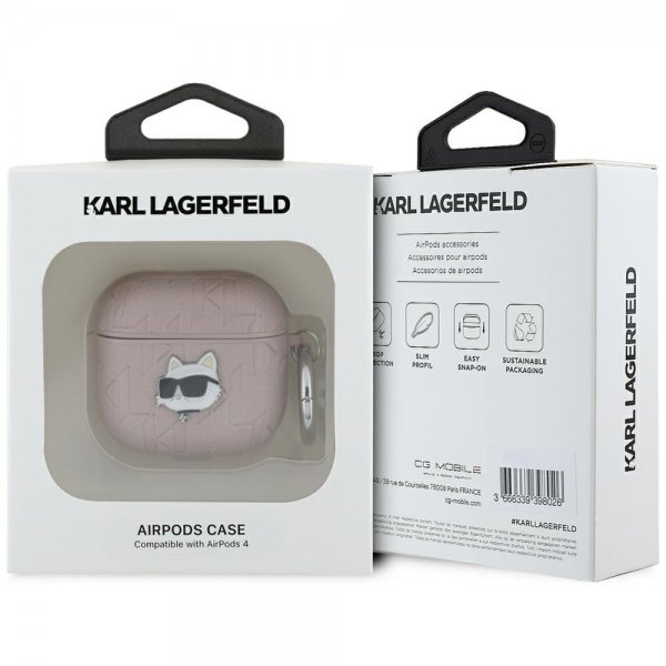 Karl Lagerfeld AirPods 4 Skal Monogram Choupette Rosa