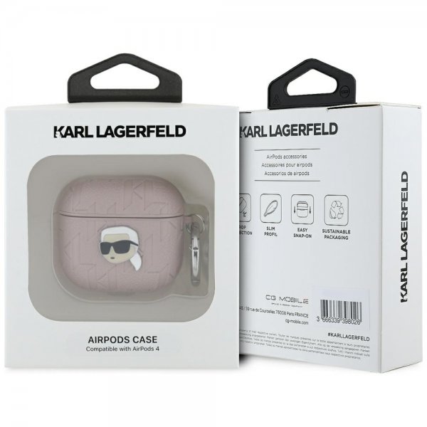Karl Lagerfeld AirPods 4 Skal Monogram Karl Rosa