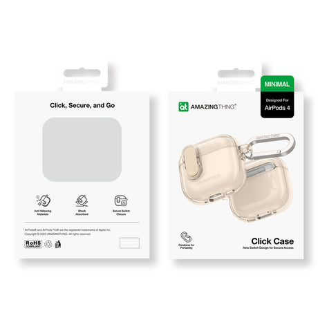 Amazingthing AirPods 4/5 Skal Minimal Click Beige