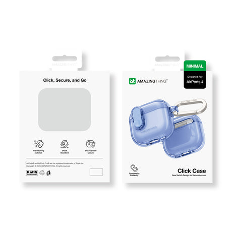Amazingthing AirPods 4/5 Skal Minimal Click Blå