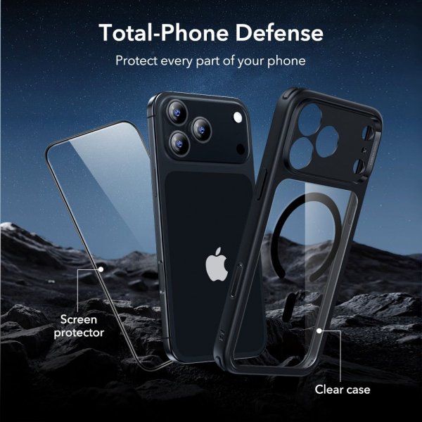 ESR iPhone 17 Pro Skal och Skärmskydd Classic Hybrid MagSafe Set Svart Transparent