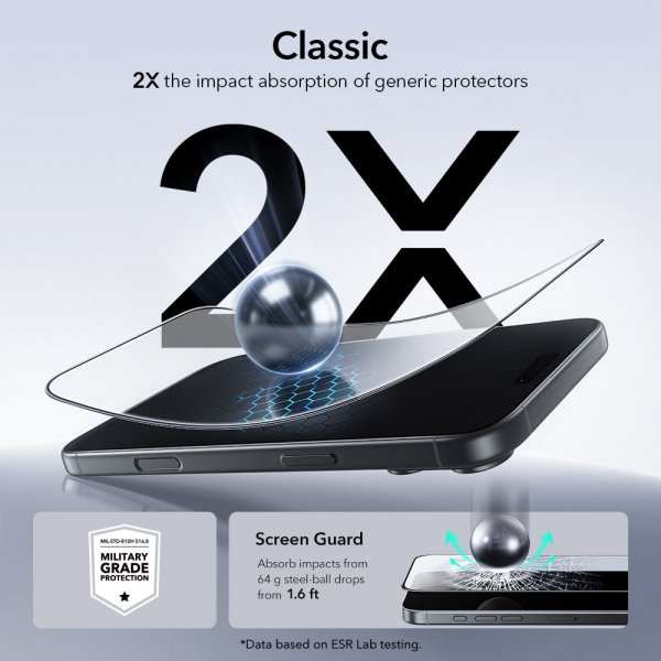 ESR iPhone 17 Pro Max Skärmskydd UltraFit 2-pack