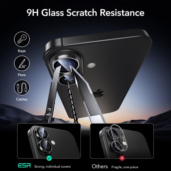 ESR iPhone 16/iPhone 16 Plus/iPhone 17 Kameraskydd Armorite Transparent