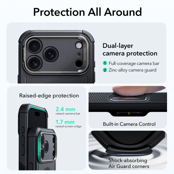ESR iPhone 17 Pro Skal Cyber Tough Kickstand MagSafe Svart