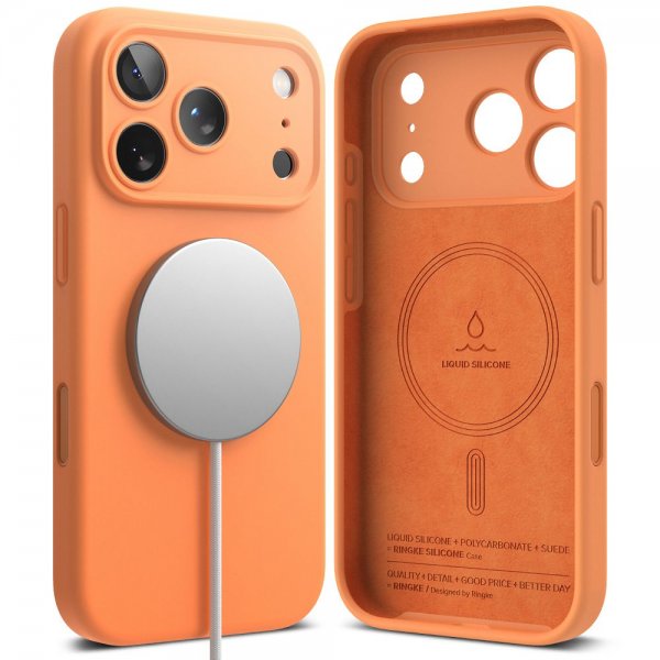 Ringke iPhone 17 Pro Skal Silicone Magnetic Tangerine