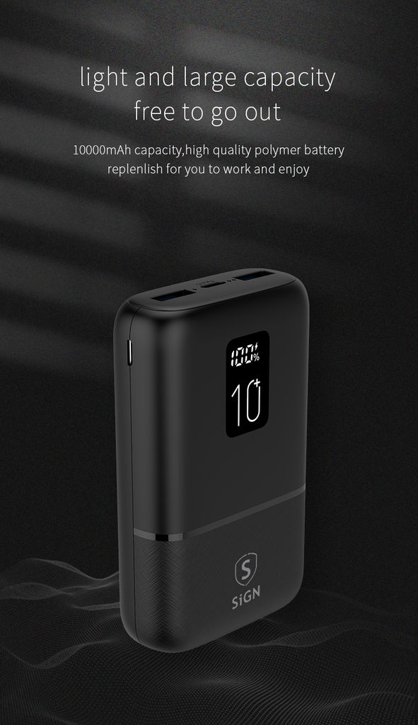 SiGN Mini Powerbank med Display 10 000mAh Svart