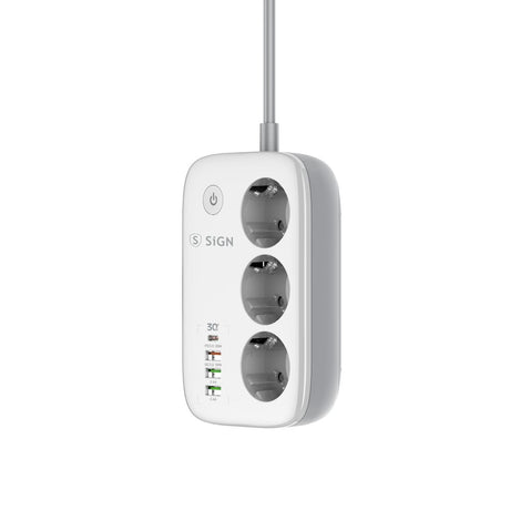 SiGN Smart WiFi 3-vägs Grenuttag 30W USB-A/USB-C 1.5m