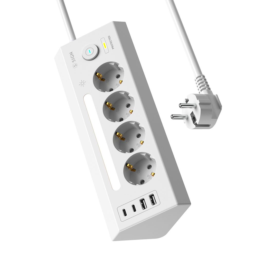 SiGN 4-vägs Grenuttag för bord USB-A/USB-C 1.8m