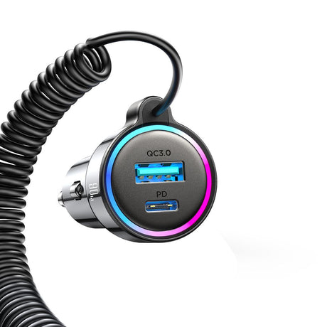 SiGN 3-i-1 Snabb Billaddare med 1.5m USB-C kabel 90W