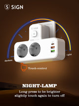 SiGN 2-vägs Grenuttag med LED-nattlampa 20W USB-A/USB-C