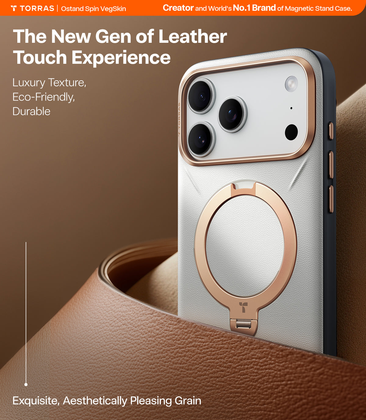 Torras iPhone 17 Pro Max Skal Ostand Q3 Vegskin Pearl Gray