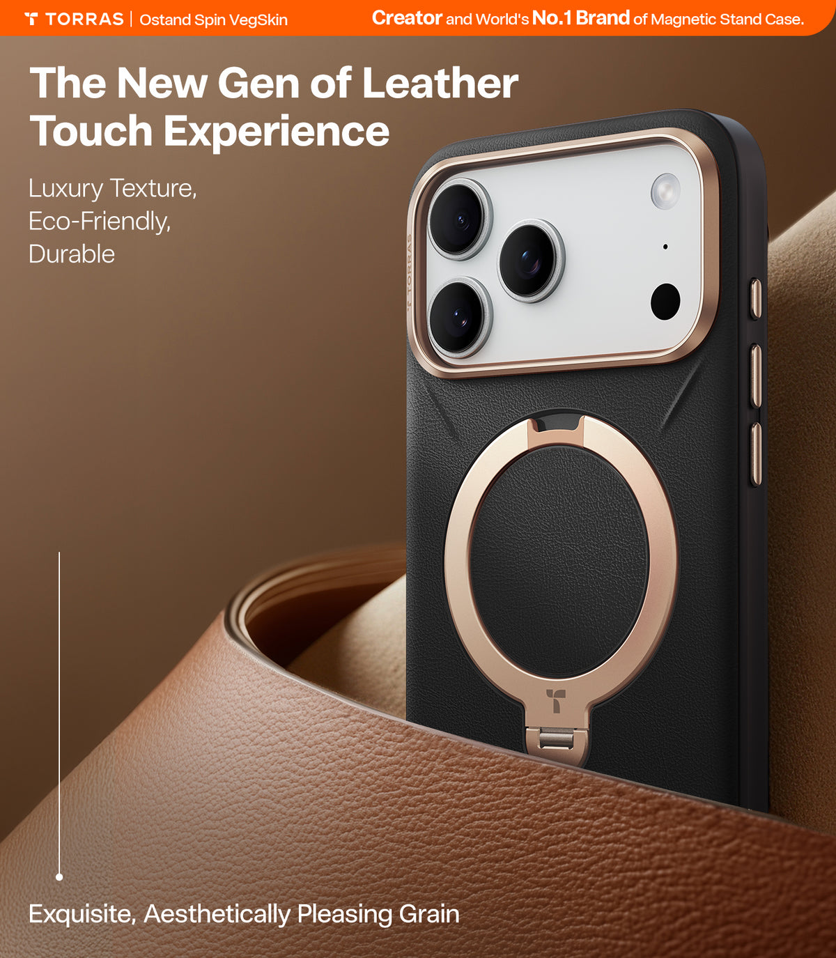 Torras iPhone 17 Pro Max Skal Ostand Q3 Vegskin Obsidian Black