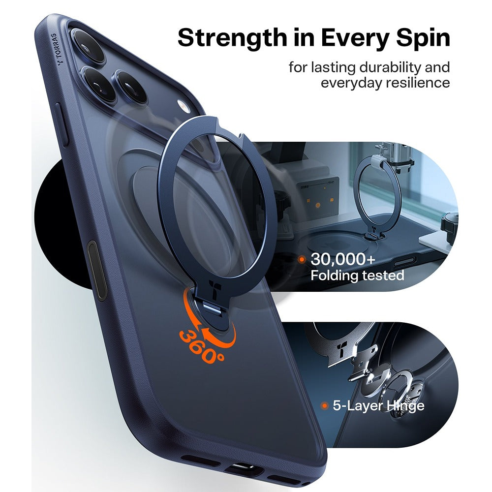 Torras iPhone 17 Pro Skal Ostand Q3 Spin Deep Blue