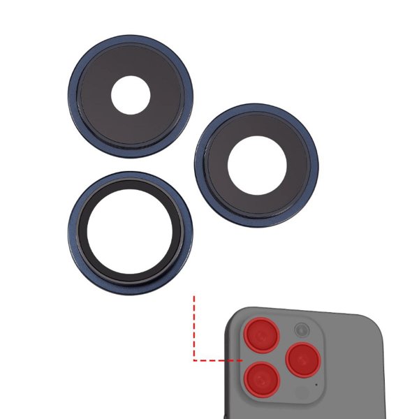 Kameralins med metallram iPhone 15 Pro - Blå