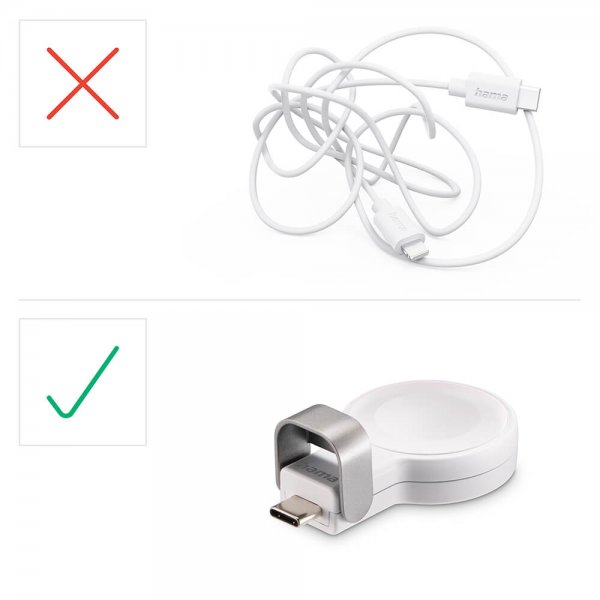 Hama Apple Watch Laddare med USB-C kontakt Vit