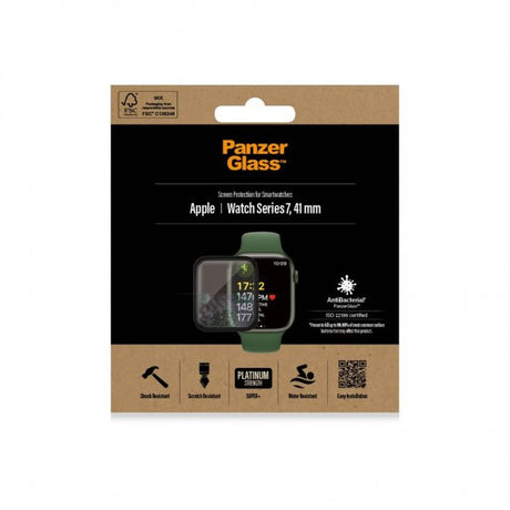 PanzerGlass Apple Watch 41mm (Series 7/8/9) Skärmskydd Antibacterial Svart
