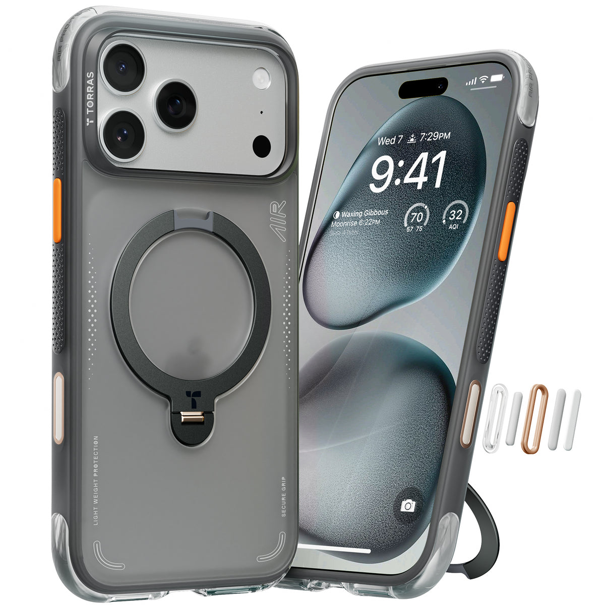 Torras iPhone 17 Pro Skal Ostand Q3 Air Shadow Black