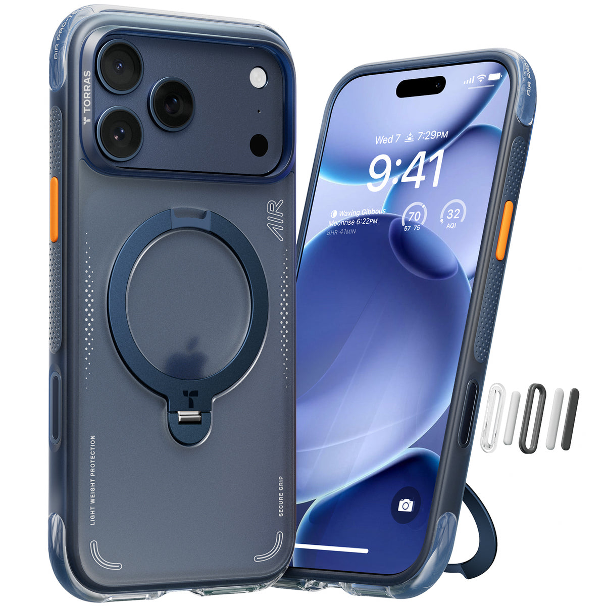 Torras iPhone 17 Pro Max Skal Ostand Q3 Air Deep Blue
