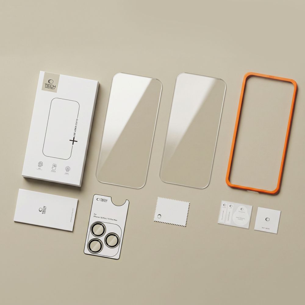 Tech-Protect iPhone 18 Pro Max Skärmskydd & Kameraskydd Easy Set+ 2-pack