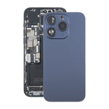 iPhone 15 Pro Baksida Glas med Magnet och Kameralins - Blå Titan