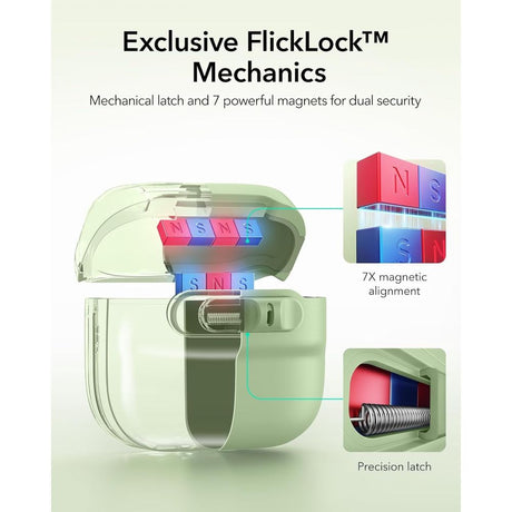 ESR AirPods 4/5 Skal Pulse FlickLock HaloLock Grön