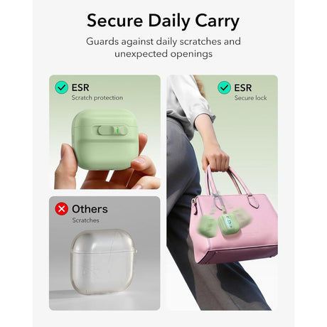 ESR AirPods 4/5 Skal Pulse FlickLock HaloLock Grön