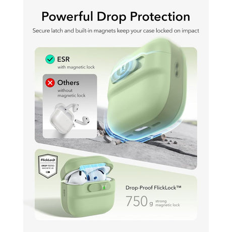 ESR AirPods 4/5 Skal Pulse FlickLock HaloLock Grön