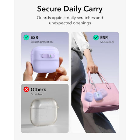 ESR AirPods 4/5 Skal Pulse FlickLock HaloLock Lila