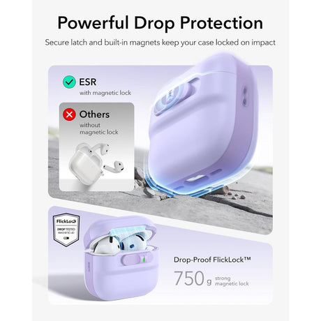 ESR AirPods 4/5 Skal Pulse FlickLock HaloLock Lila