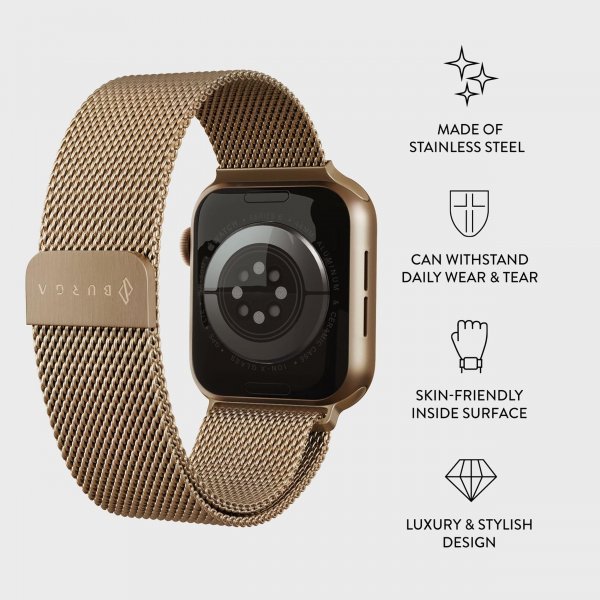 Burga Apple Watch 44/45/46mm/Ultra 49mm Armband Metal Mesh Guld