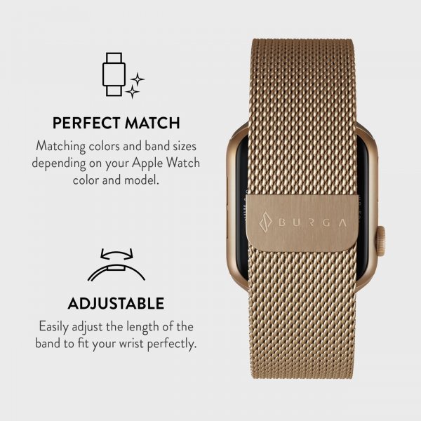 Burga Apple Watch 44/45/46mm/Ultra 49mm Armband Metal Mesh Guld