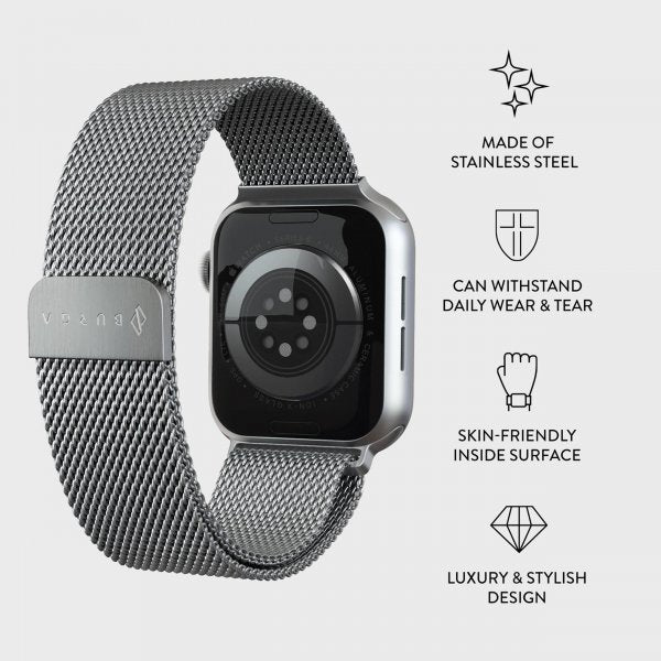 Burga Apple Watch 38/40/41/42mm Armband Metal Mesh Silver