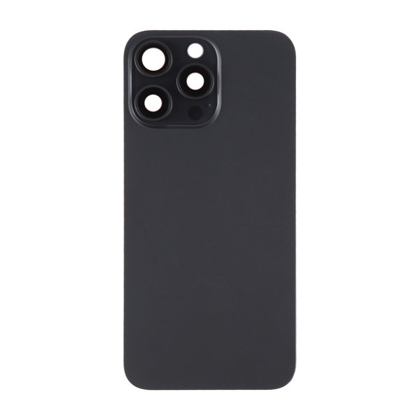 iPhone 15 Pro Max Baksida Glas med Magnet och Kameralins - Svart Titan