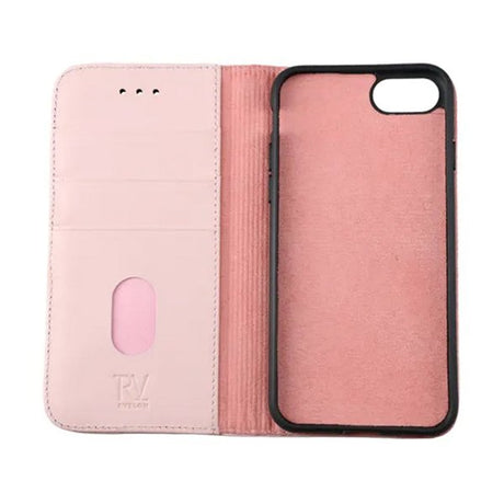 Rvelon iPhone 7/8/SE Fodral Äkta läder Kortfack Rosa