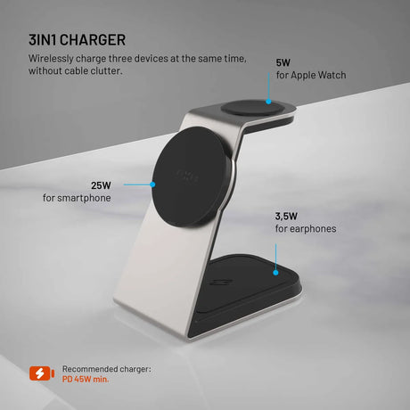 Fixed Trådlös Laddare för Apple MagPowerstation Alu 25W Qi 2.2