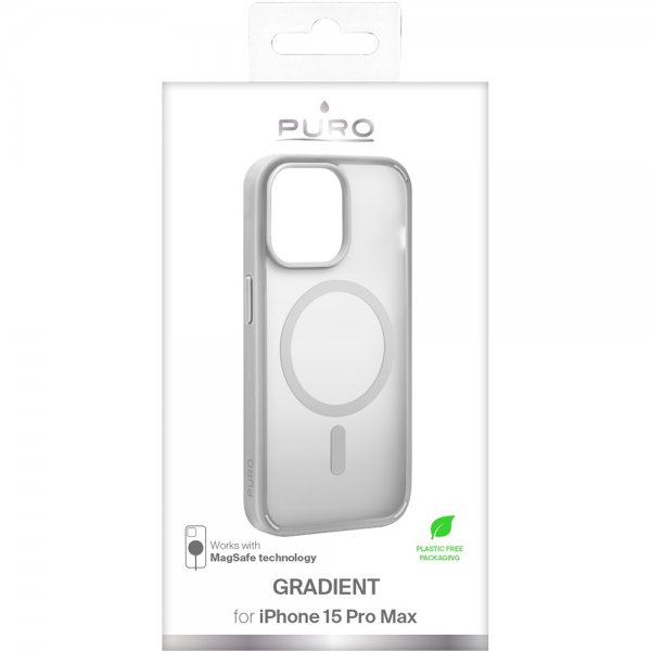 Puro iPhone 15 Pro Max Skal Gradient MagSafe Silver