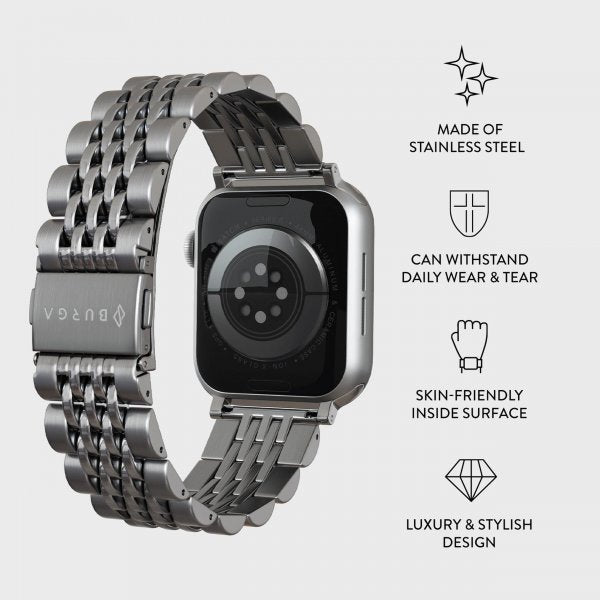 Burga Apple Watch 38/40/41/42mm Armband Metal Silver