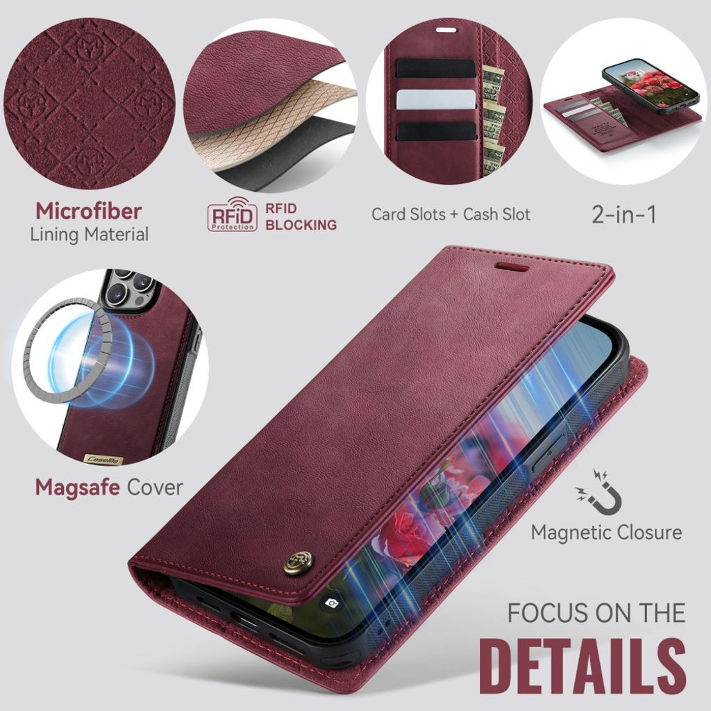 CaseMe iPhone 13 Pro Fodral C49 Series Röd