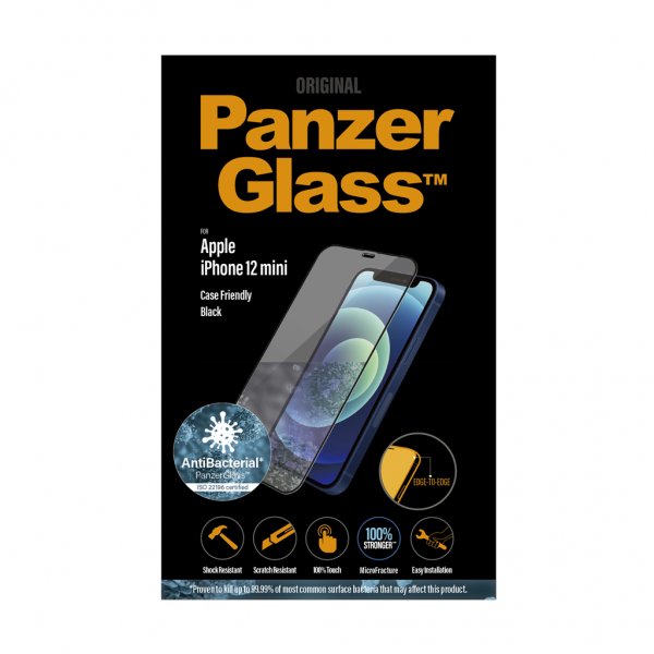 PanzerGlass iPhone 12 Mini Skärmskydd Edge-to-Edge Case Friendly