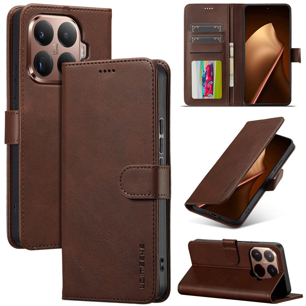 Lc.Imeeke Xiaomi 17T Pro Fodral med Kortfack Stativfunktion Mörkbrun