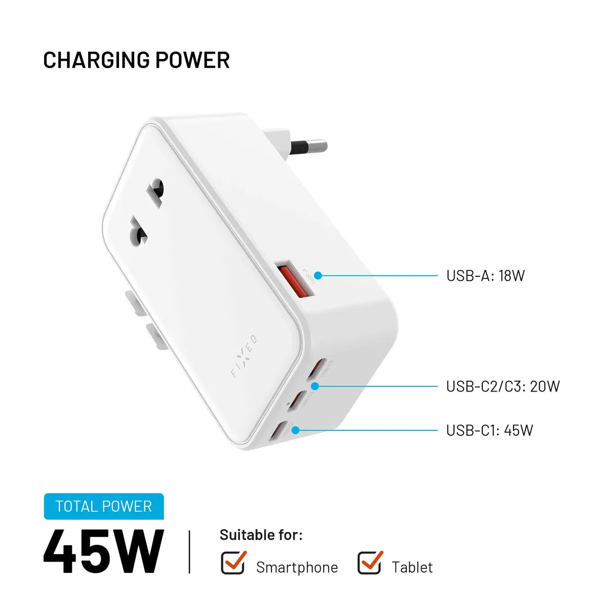 Fixed Reseladdare Voyager 45W EU/UK/USA