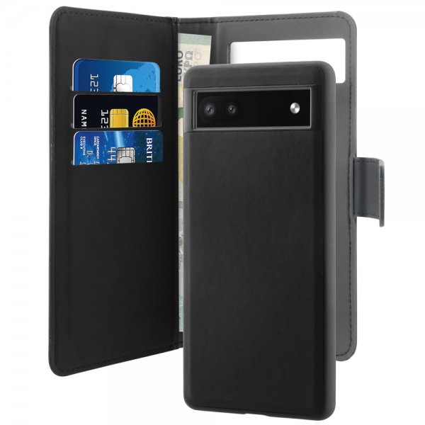 Puro Google Pixel 6a Fodral Wallet Detachable 2 in 1 Svart